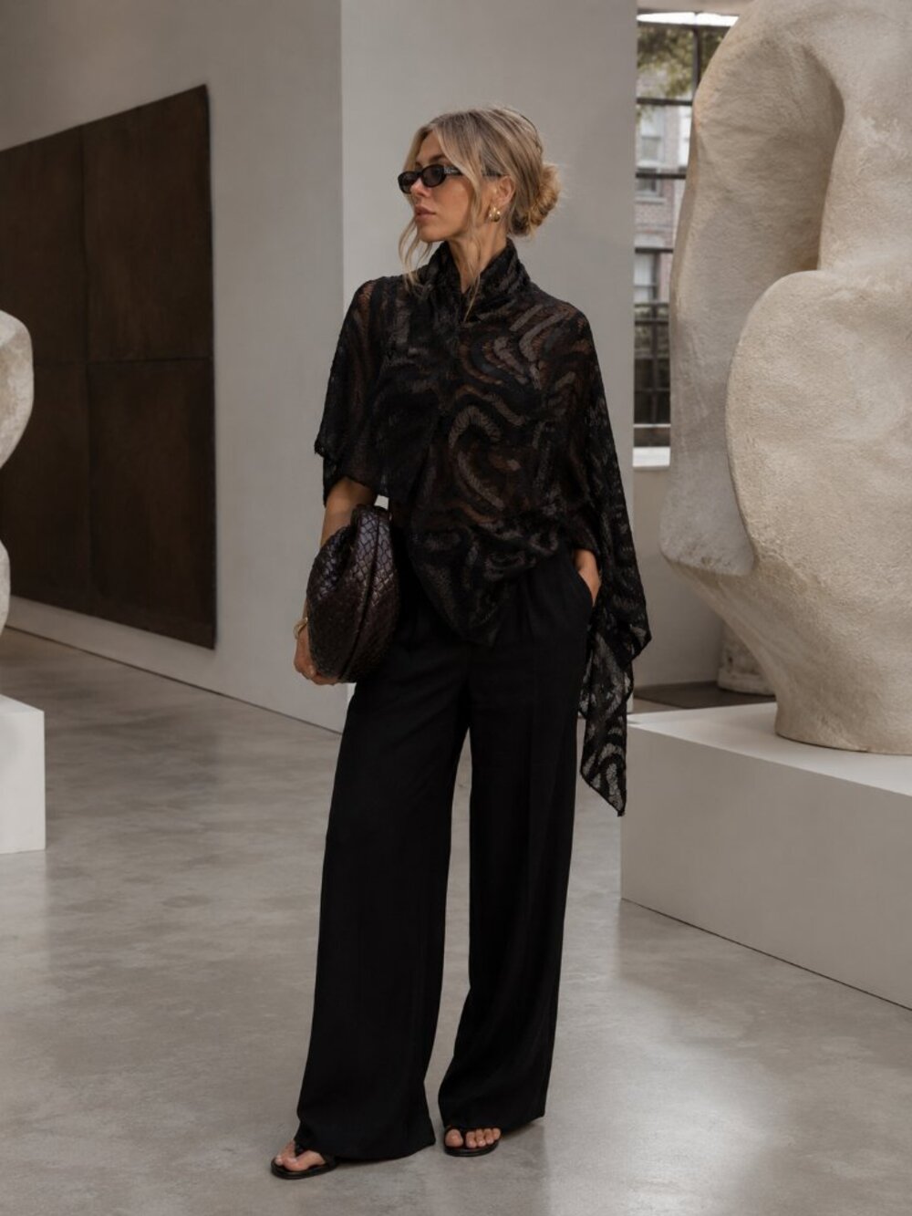 Pier Antonio Gaspari black sleevless cardigan with abstract pattern